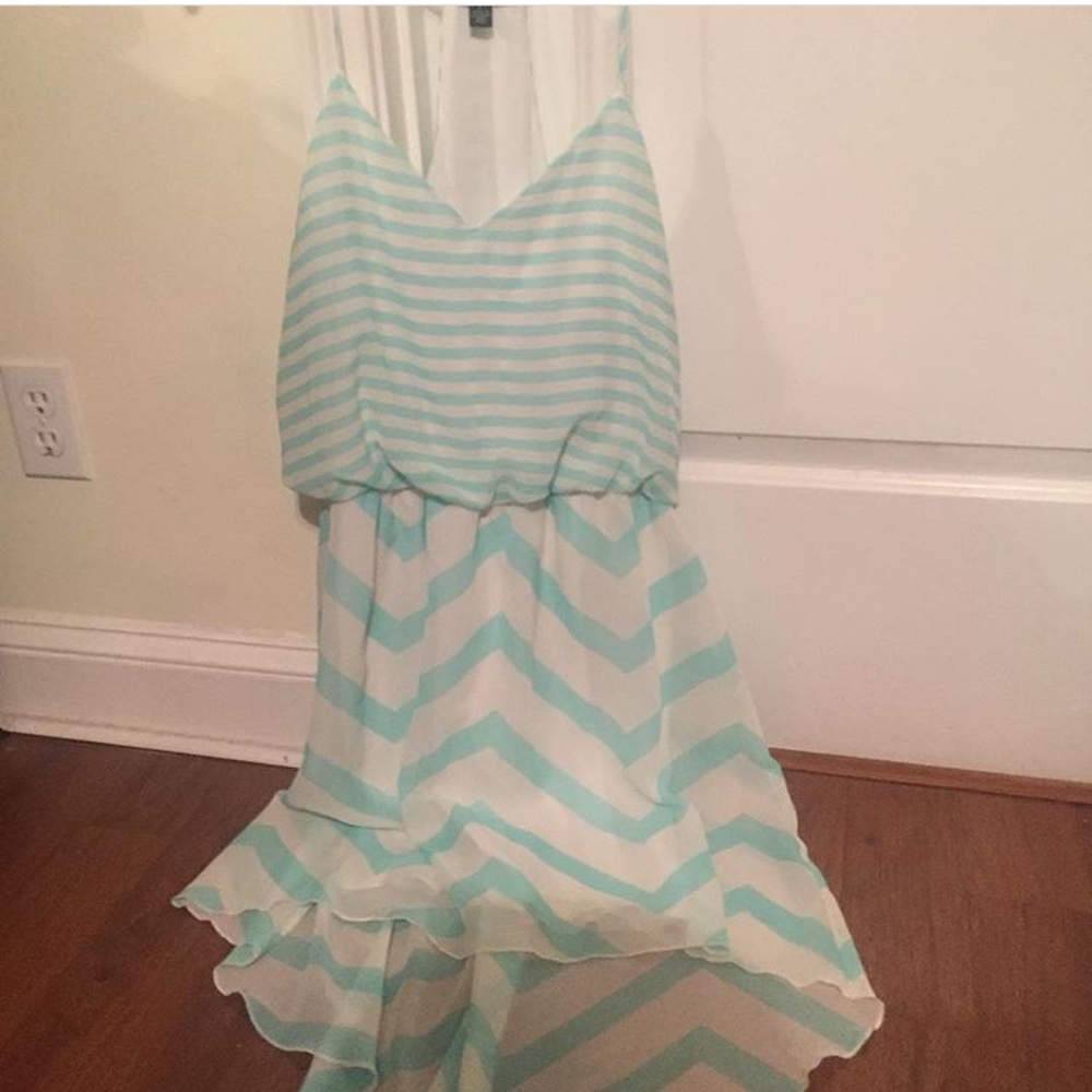 Aqua and white dress